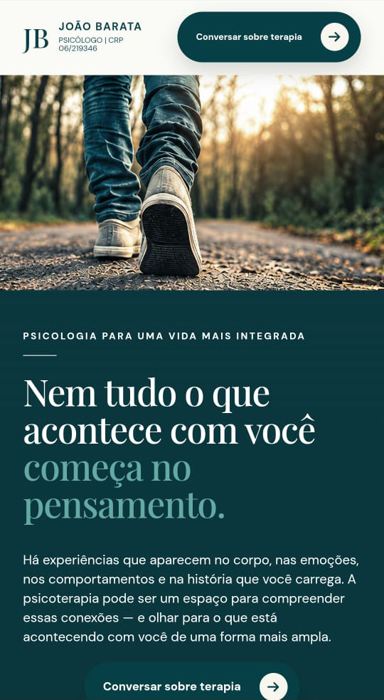 Versão mobile do site de João Barata